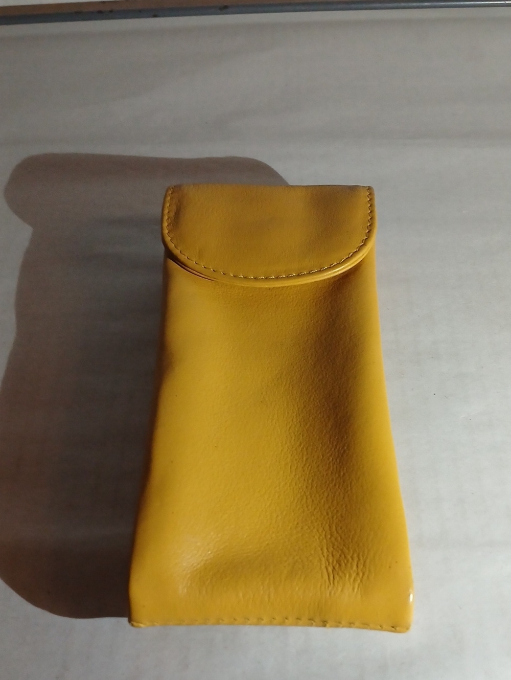 Yellow Women's Leather Two Side Eyeglass Holder